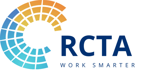 Blue and orange RCTA emblem design